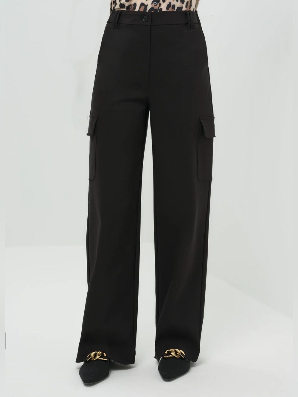 NWT Anatomie Hayes Recycled Wide Leg Cargo Pants Black Size S